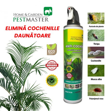 Pestmaster, spray anti-cochenille, insecticid pentru plante cu efect lustrant, 400ml.