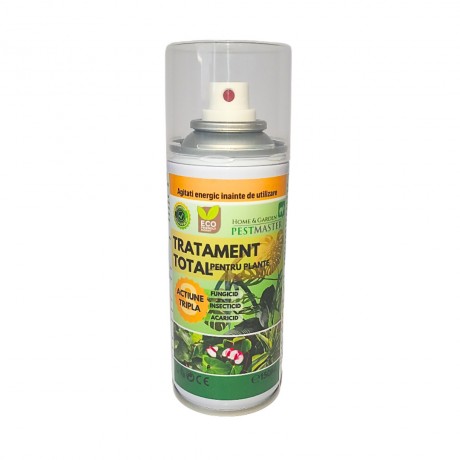 Pestmaster Spray actiune tripla, tratament total pentru plante: Insecticid, Fungicid, Acaricid, 150ml.